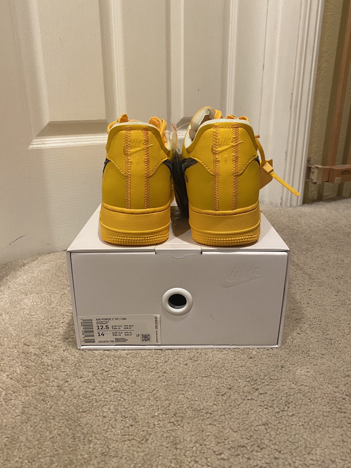 Nike Air Force 1 Low Off-White ICA University Gold Size 13M $1,300