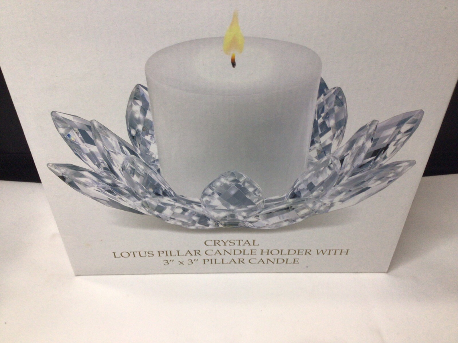 NIB Shannon Crystal by Godinger Crystal Lotus Pillar Candle Holder w/Candle