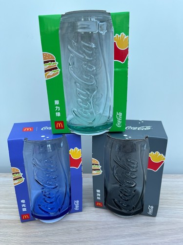 Set Of 6 Coca Cola Glasses McDonalds Limited Edition Can Shape Different Colours - Picture 15 of 16