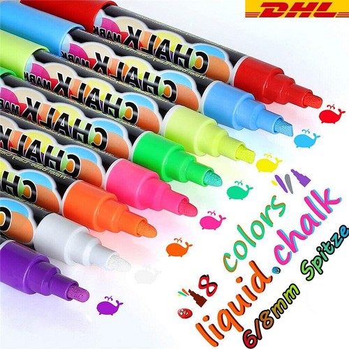 8x Kreidestifte Flüssigkreide Kreidemarker Stift Marker abwischbar Tafel Fenster - Bild 13 von 15