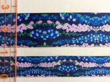 Palm beach style Grosgrain ribbon BTY 7/8" 1.5 Navy Pink Blue Hollyhocks