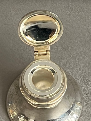 Antique England Inkwell Silver Plated Hallmark - Picture 3 of 6