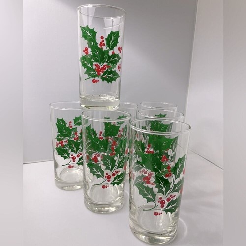 Weihnachtsglas 7er Set Indiana Glas Stechpalme 8oz Tumbler Trinkgase