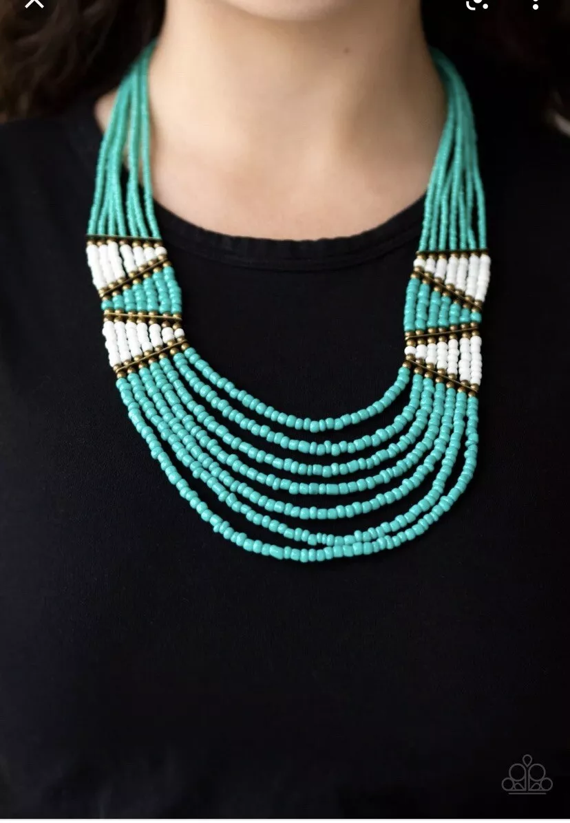 Turquoise seed bead necklace paparazzi deals