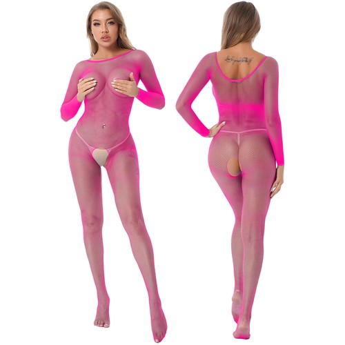 Damen Fishnet Body Overall Transparent Jumpsuit Bodystockings Babydoll Dessous - Picture 26 of 89