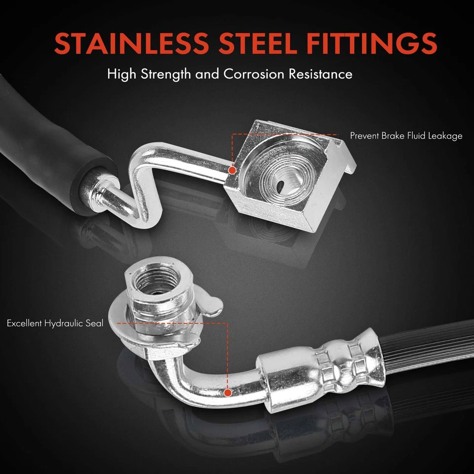 Manguera hidráulica de freno de conductor delantero izquierdo para Ford E-150 Econoline Club Wagon 94-02 Foto 4 de 4