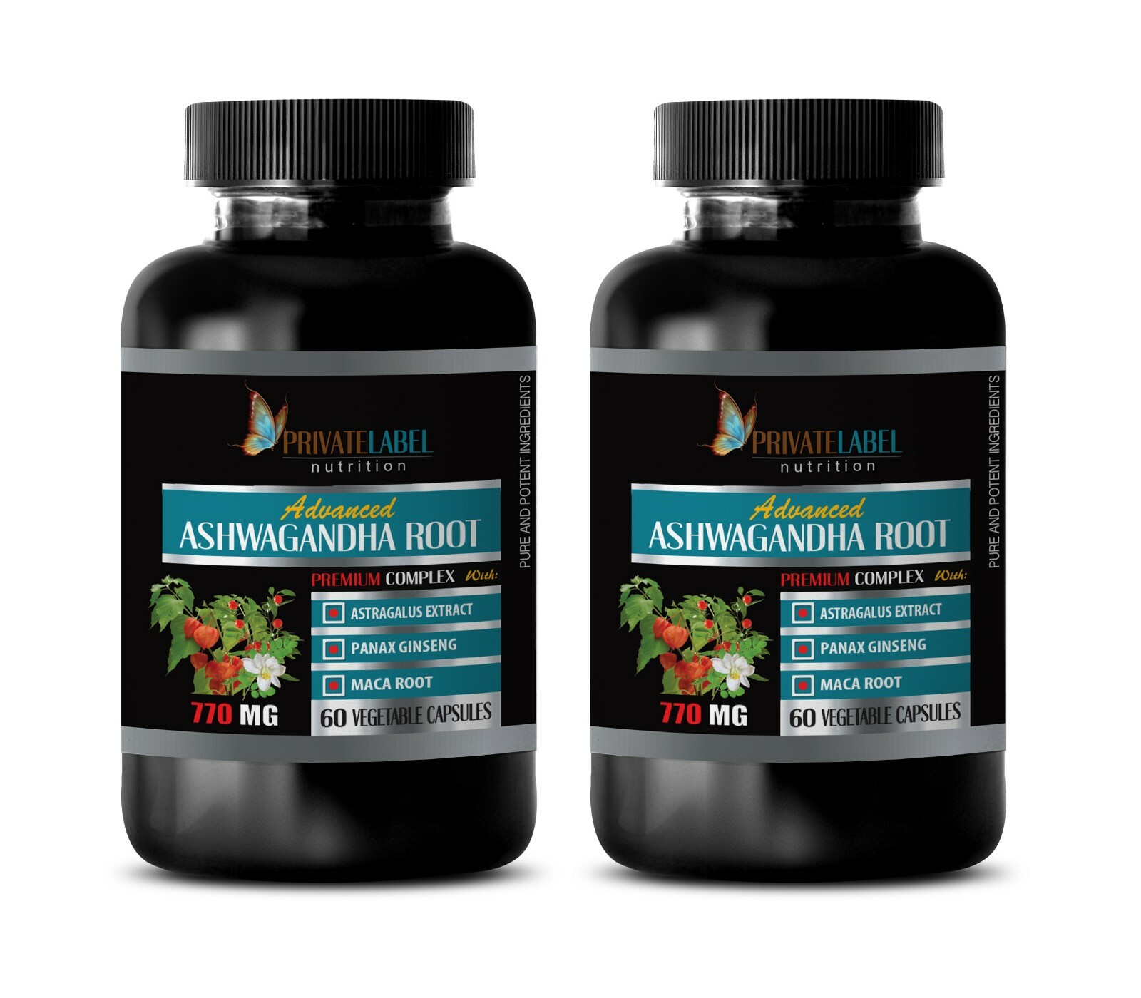 ASHWAGANDHA COMPLEX 770mg Natural Vitamin with 2 Bottles