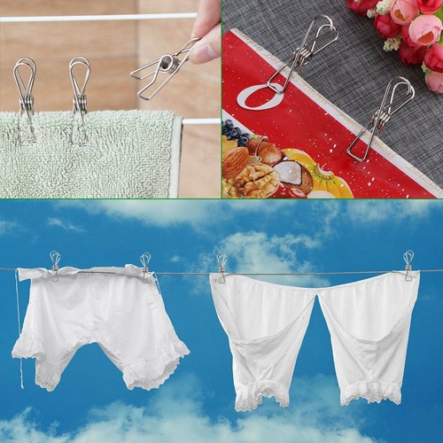 10-150X Stainless Steel Clips Clothes Pegs Hanging Pins Windproof Clamp GV - Picture 10 of 11