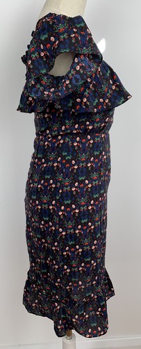 KOOKAI Womens Size 34 100% Silk Frills Shift Dress Off Shoulder Knee Length - Picture 4 of 12