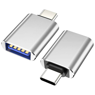 2Pcs Converter/Adapter USB Type C Male To USB 3.0 Type A Female OTG Plug & Play