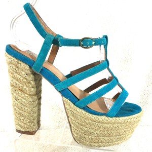 teal platform sandals