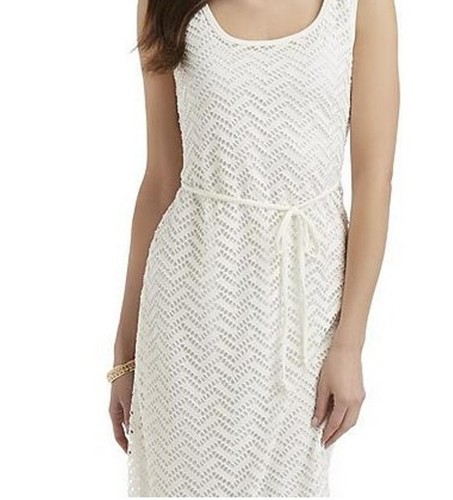 Women's Vacation party Evening Cruise Church Pointelle Ivory Maxi Dress size XL - Picture 2 of 12