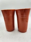 Vintage Red Wing Pottery Gypsy Trail Tumblers Set Of 2 Orange