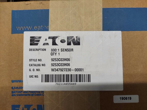 Eaton 9253C03H06 Current Sensor Neutral Current 800:1A 600V 50-400Hz