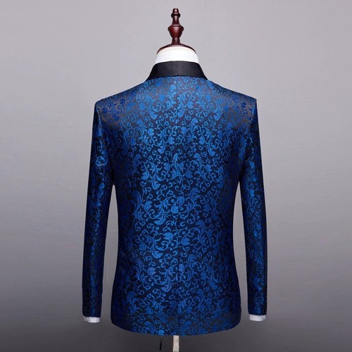 Paisley Men Blazer Jackets Regular Fit Groom Wedding Formal Shawl Lapel Coats - Picture 19 of 31