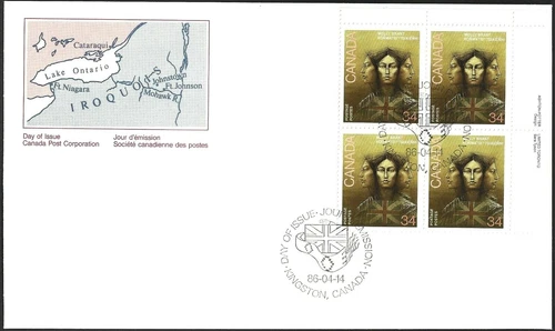 🍁Canada   #1091 URpb     "MOLLY BRANT"   Brand New 1986 First Day Cover