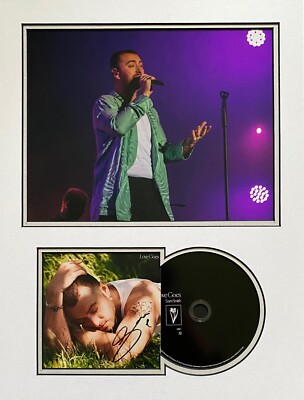 SAM SMITH HAND SIGNED LOVE GOES CD MOUNT PHOTO DISPLAY MUSIC AUTOGRAPH 2