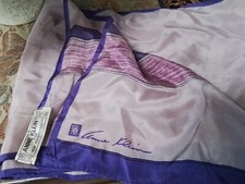 VTG Anne Klein Lion Logo Scarf Silk Pink Stripe Oblong Head Neck Scarf Sweet