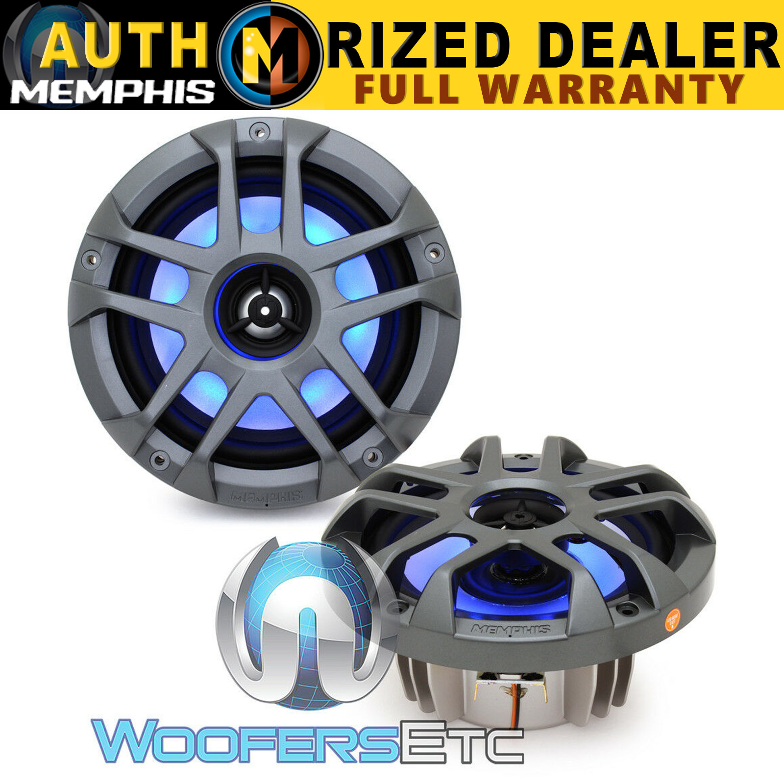 MEMPHIS MXA60L GR 6.5" MARINE BOAT AUDIO 2WAY ALUMINUM TWEETERS COAXIAL SPEAKERS