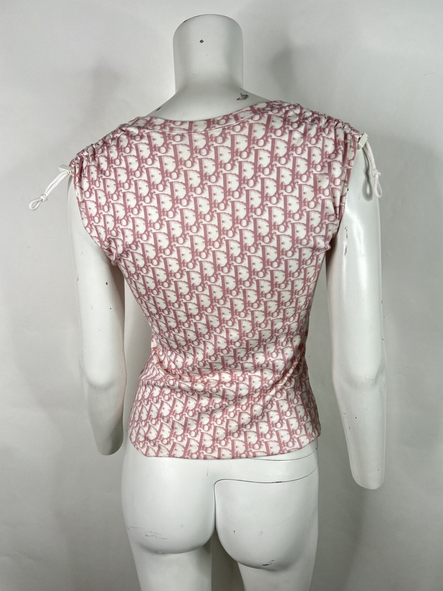 Vtg CHRISTIAN DIOR BY JOHN GALLIANO PINK MONOGRAM TOP FR40 Vtg CHRISTIAN DIOR BY JOHN GALLIANO PINK MONOGRAM TOP FR40