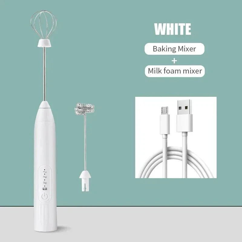Milk Frother 2-in-1 USB Rechargeable Electric Egg Beater Kitchen Gagets