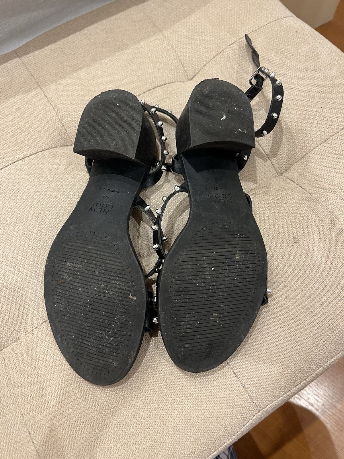 Black Studded Low Heel Sandals - NEW LOOK - Size 4 / EU 37 image 3