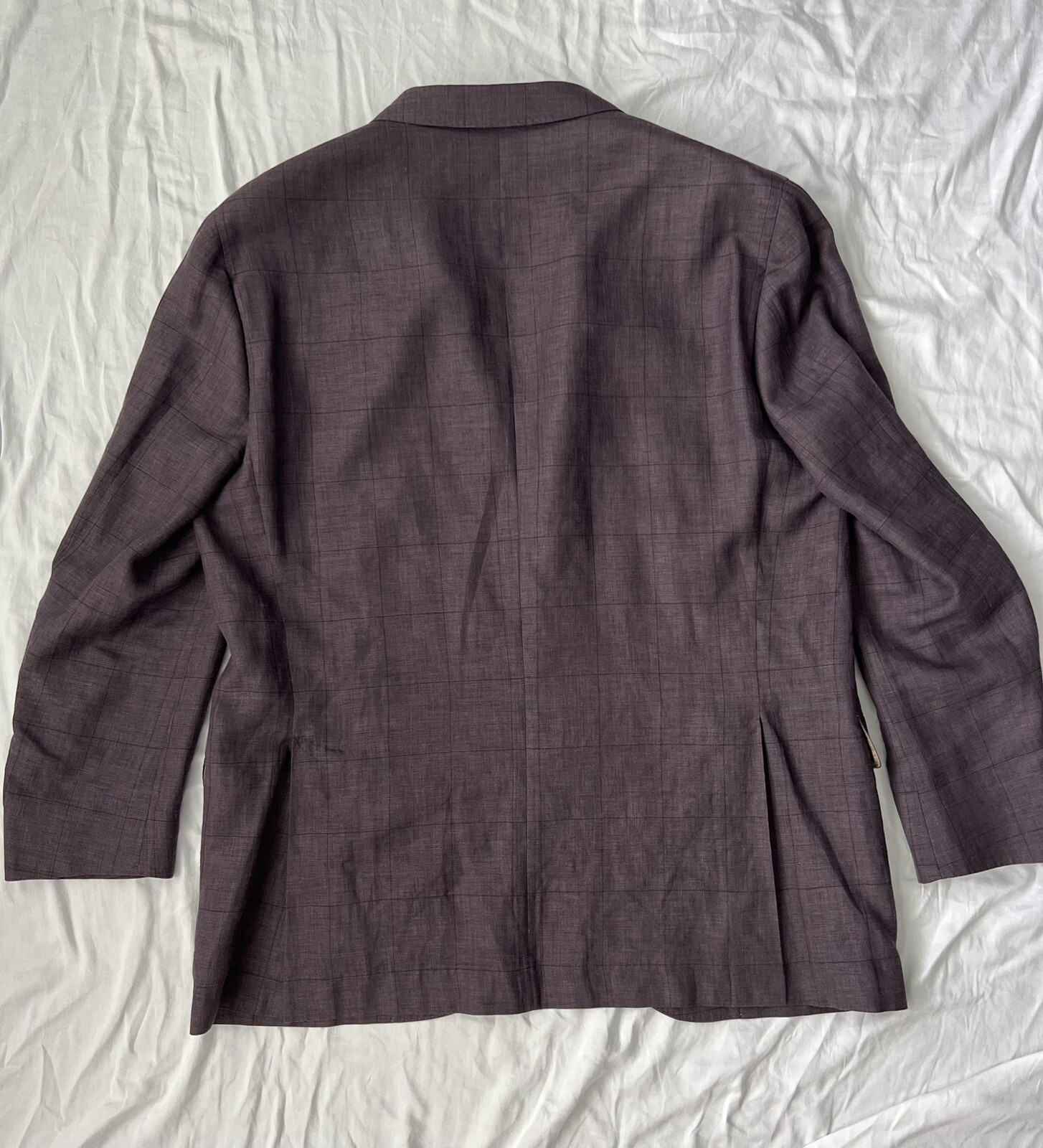 LUXE Brunello Cucinelli Purple 46R Linen/Wool/Silk Windowpane Blazer/Jacket XL - Picture 8 of 11