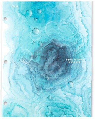 Five Star Beautiful Fluid Portfolio Folder, 3-Hole, 9.5'' x 12'' Deep Sea