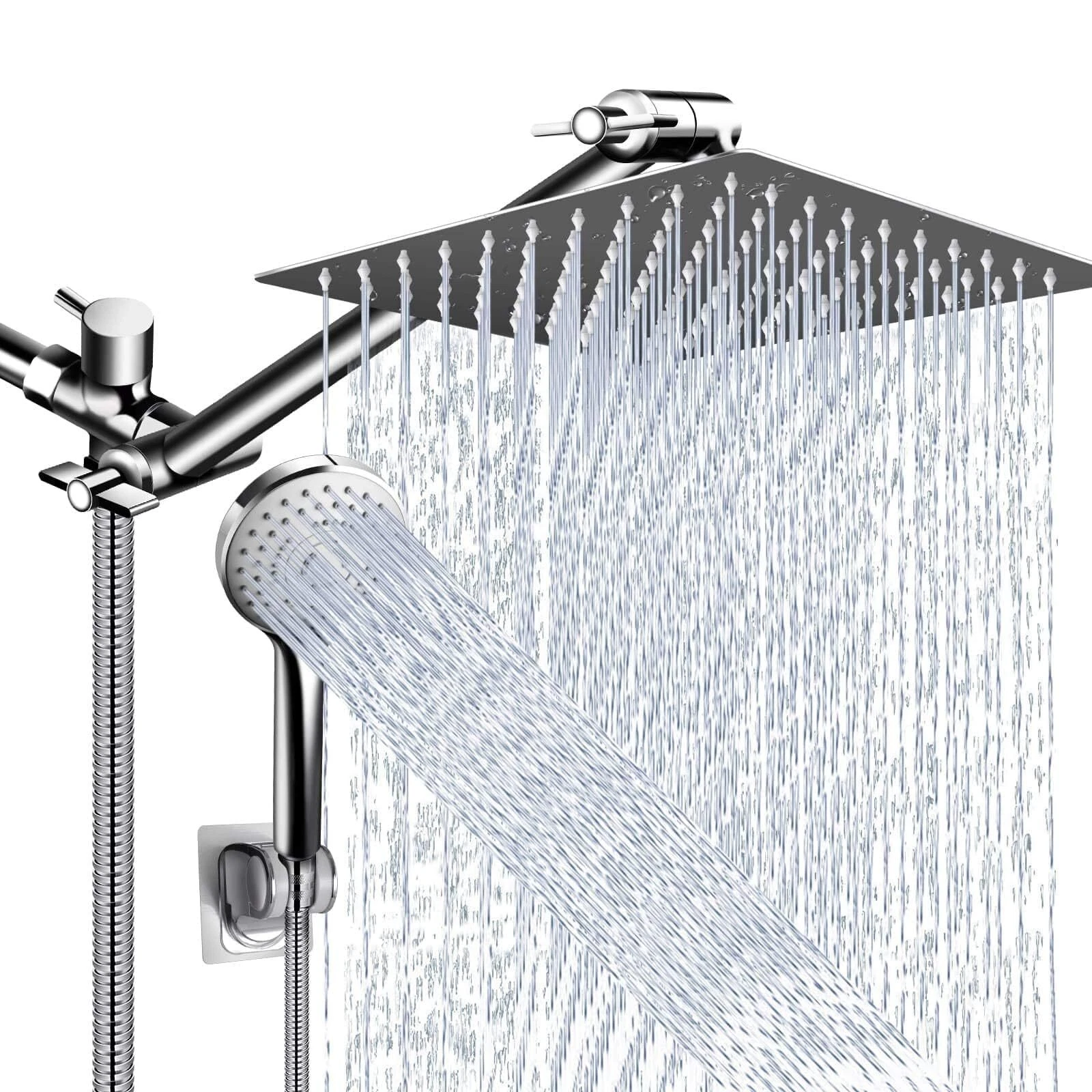 Shower Head Combo10 Inch High Pressure Rain Shower Head with 11 Inch Adjustab...