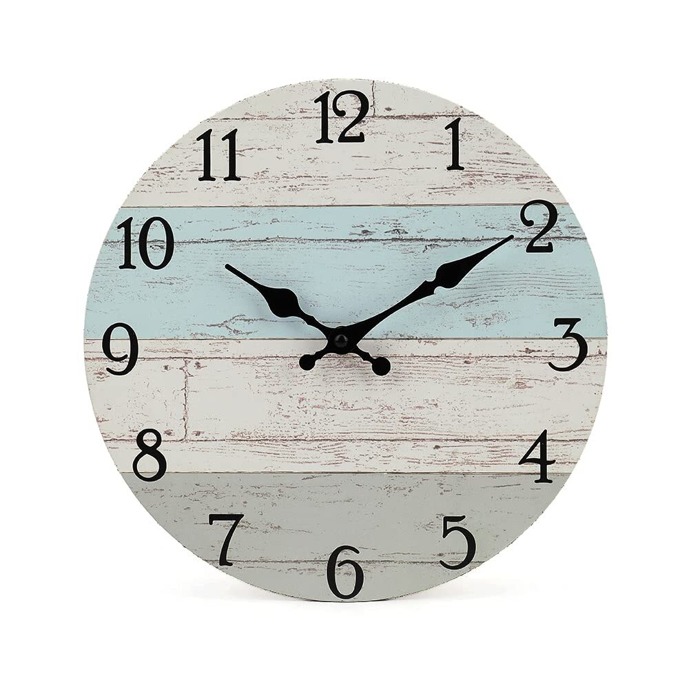 14" Wooden Decorative Round Wall Clock Rustic Country Tuscan Style Home Decor