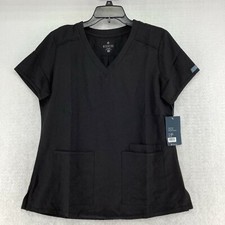 MedCouture Womens 2411 Black Insight 3 Pocket V-Neck Pullover Scrubs Top Size M