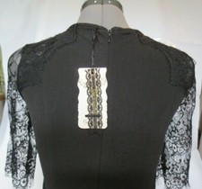 Womens Fancy Black Floral Lace Bodycon Dress