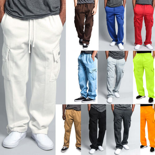 Pantaloni sudore da taschino G-Style USA da uomo jogger pesi pesanti pile cargo S~6XL-FL77 - Foto 1 di 77