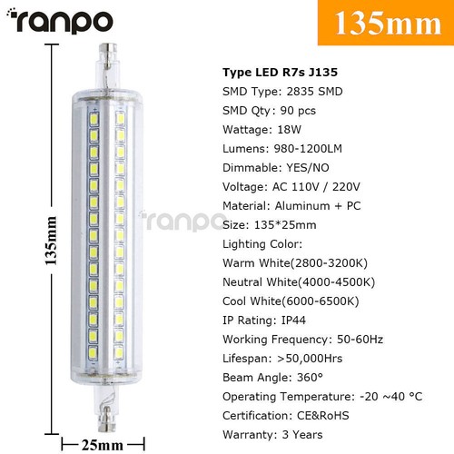 Dimmable R7S J78 J118 J135 LED Flood Light Corn Bulb Replaces Halogen 110V 220V - Picture 13 of 14