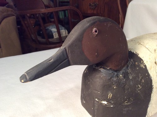 Vintage Canvasback Wrkg. Drake Decoy, Cork/Styrofoam Body W/Wood Head, Weighted - Picture 5 of 11