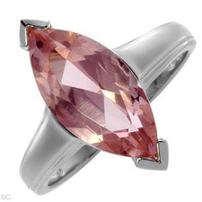Lovely Ring With Genuine Pink Crystal in 925 Sterling Silver Sz 8