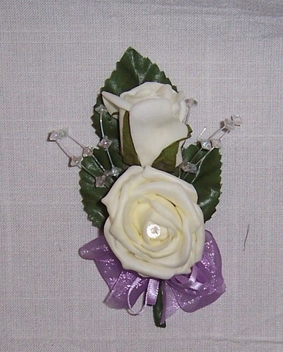 10 Artificial double rose button hole ribbons crystals many colours available - Picture 13 of 24