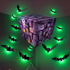 Halloween 3D Haunted House Wall Stickers with 12 LED Light-Up Bats
