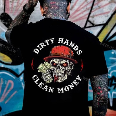 Dirty hands clean money graphic  back tshirt, vintage tshirt