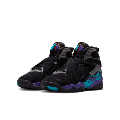 Nike Air Jordan 8 Retro (GS) Shoes Black Auqatone Gray