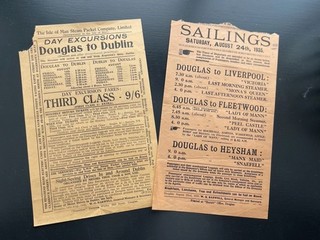 2 X Isle Of Man Steam Packet Company And IOM Sailings Timetables 1930s