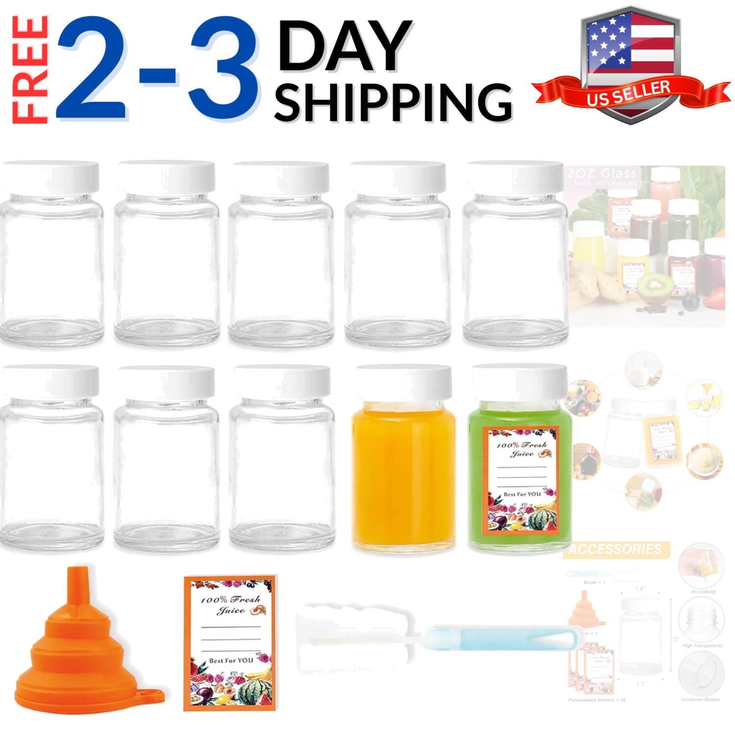 With Caps,juicing Bottles Reusable Glass,small ...