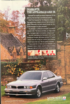 Mitsubishi Diamante Car Automobile Country Home Landscape Vintage Print Ad 1992