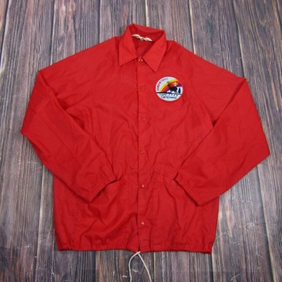 Vintage Don Alleson Jacket Mens M Red Nylon Windbreaker Camp Geronimo Boy Scouts