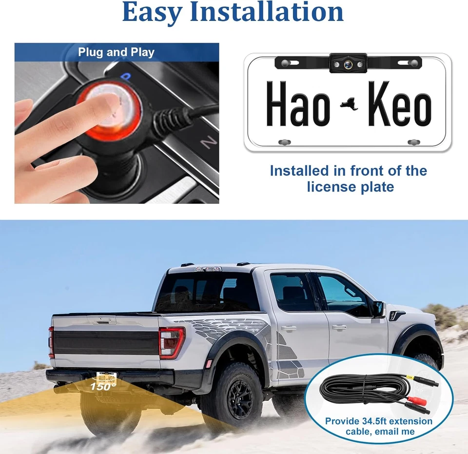 Backup Camera for Truck 7 Inch HD 2K Front Rear View Monitor Kit Auto Color Imag - Image 4 of 4