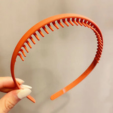 Women Simple Colorful Matte Toothed Hairbands Broken Hair Finishing Headband Out