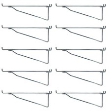10 Pack Metal 10" Mega Shelf Bracket Garage Hanger fits 1/8" to 1/4" Pegboard
