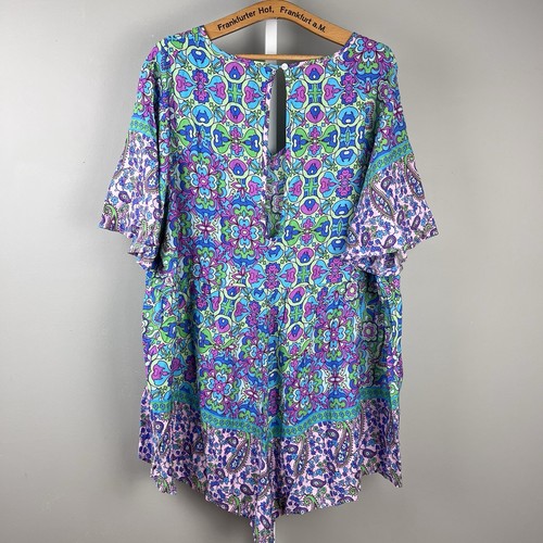 Rusttydustty Shorts Romper Womens 4XL Bright Floral Print One Piece Viscose - Picture 4 of 5