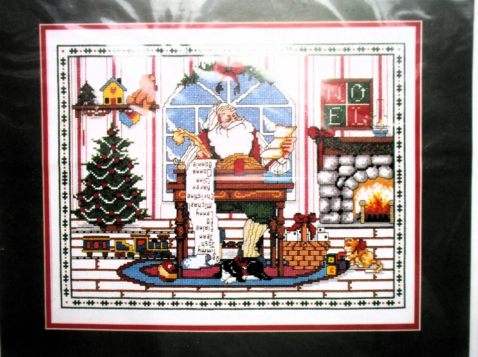 Lot of 2 Christmas Cross Stitch Kits CHECKING HIS LIST & TEDDY BEAR IN WINDOW - Image 2 of 4