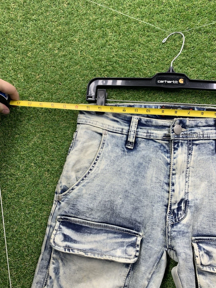 Jeans masculino empilhado Frost Adidas 30x38 angustiado slim perna fray azul lavagem clara - Imagem 2 de 4